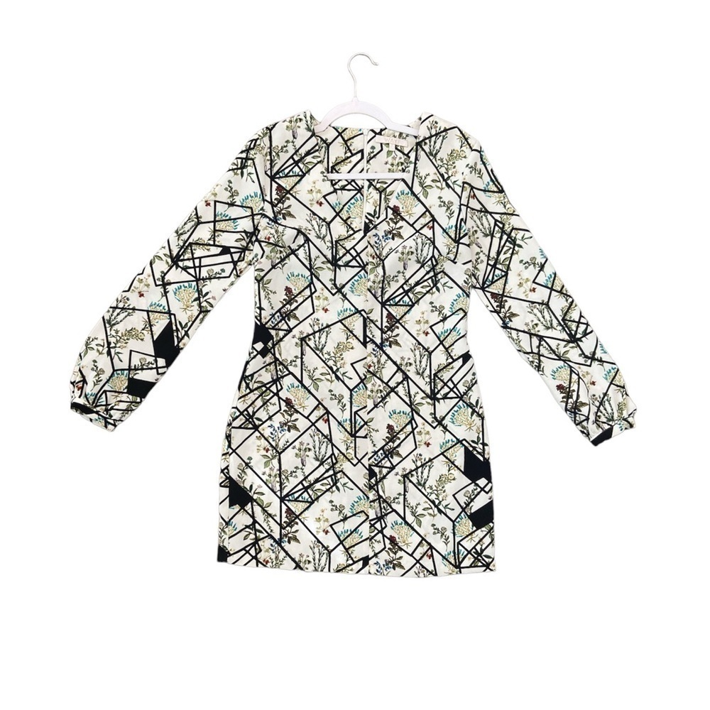 𝅺WAYF Hendrix Botanical Floral Geometric V-neck Long Sleeve MIDI Dress Small